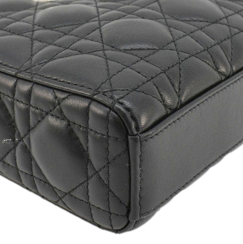 CHRISTIAN DIOR Lady D-Joy Medium Cannage Leather Shoulder Bag Black