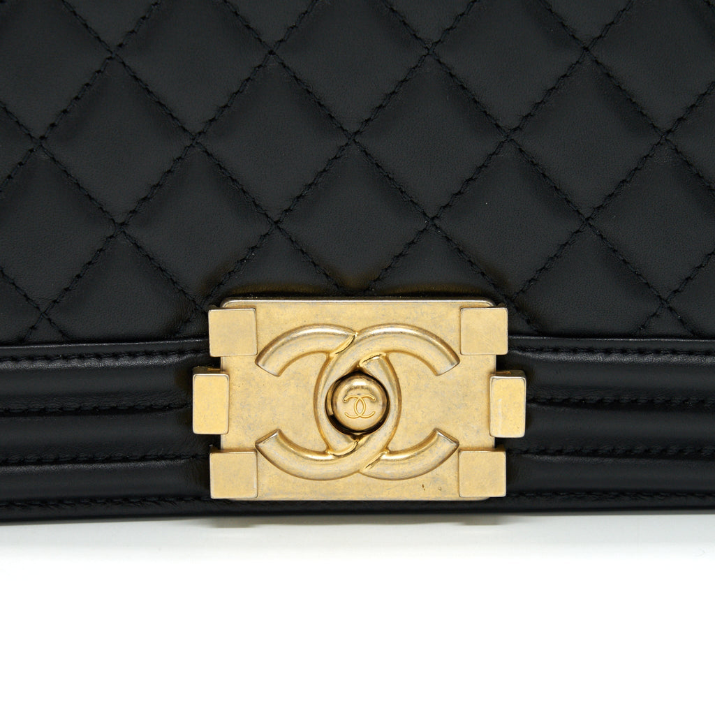 Chanel small boy Bag Calfskin Black with  serial27