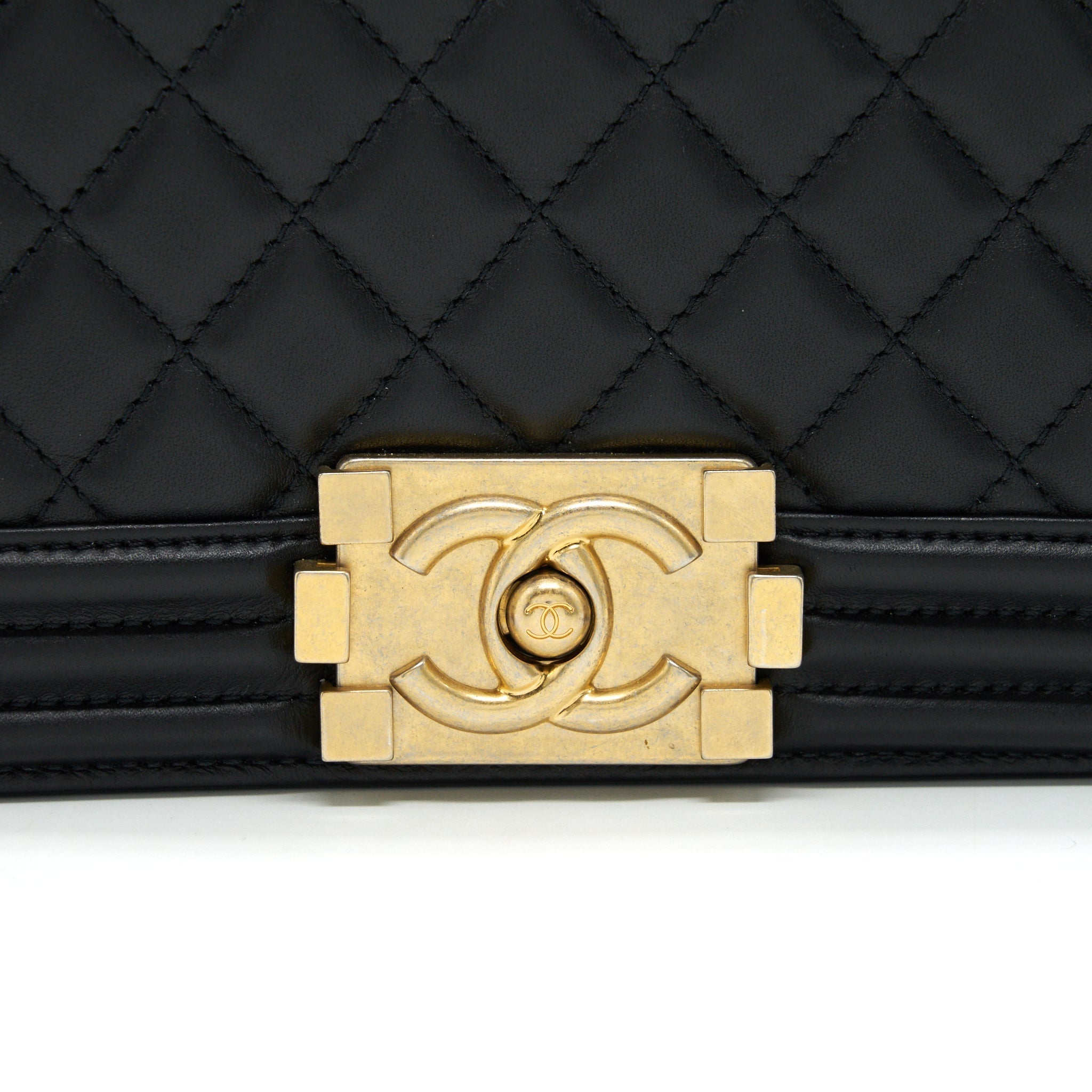 Chanel small boy Bag Calfskin Black with  serial27