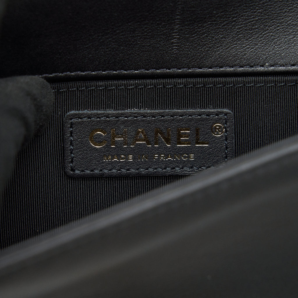 Chanel small boy Bag Calfskin Black with  serial27