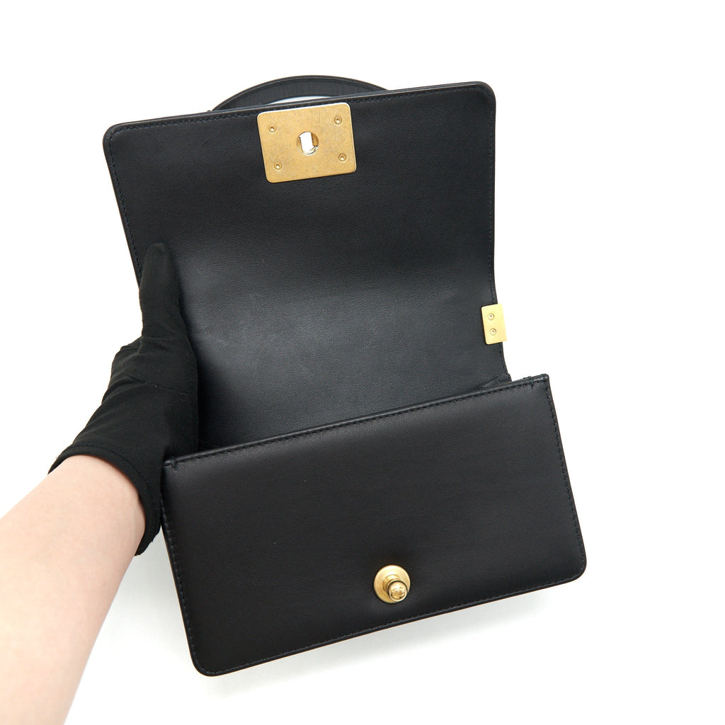 Chanel small boy Bag Calfskin Black with  serial27