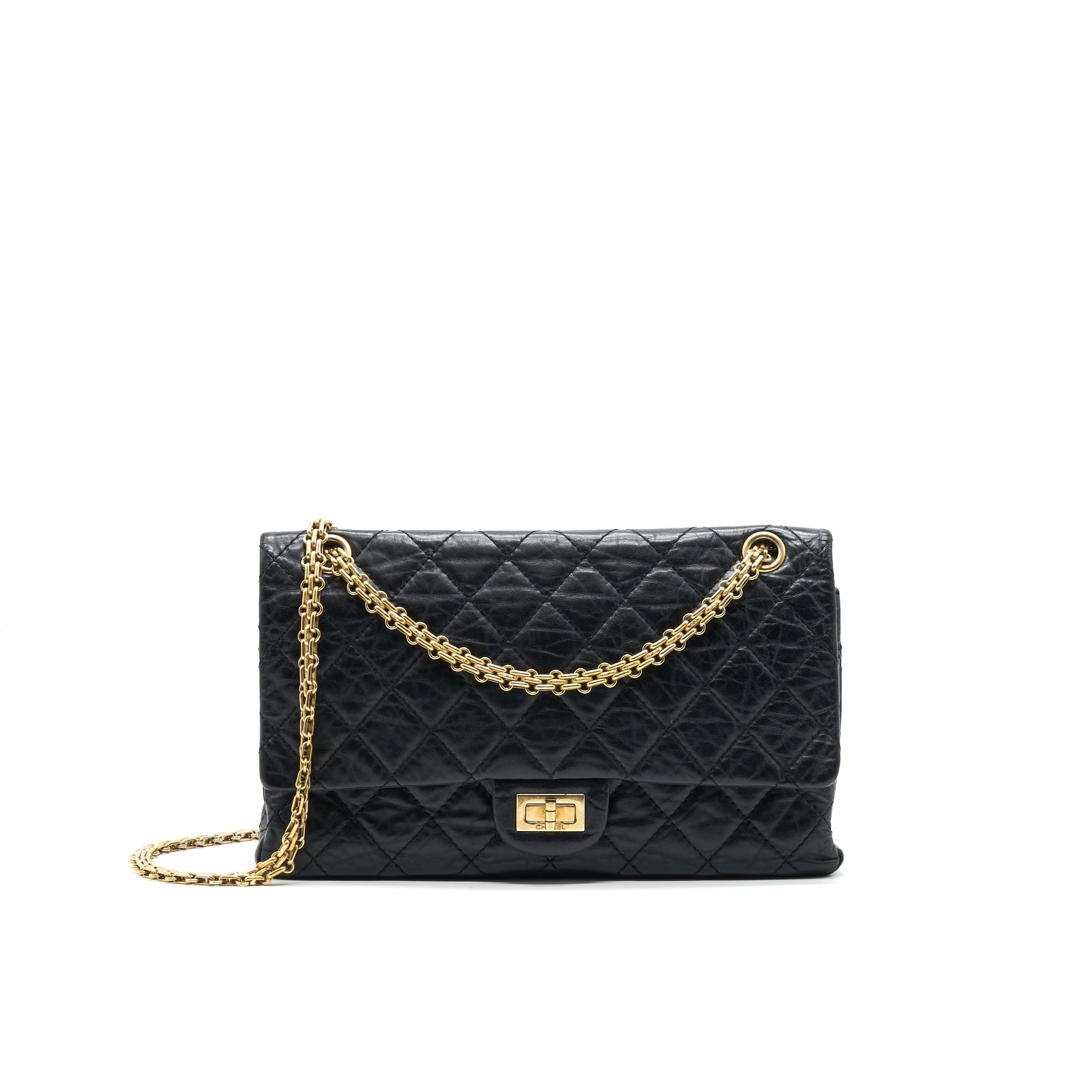 CHANEL 2.55 226 Reissue Flap Bag Aged Calfskin in Black