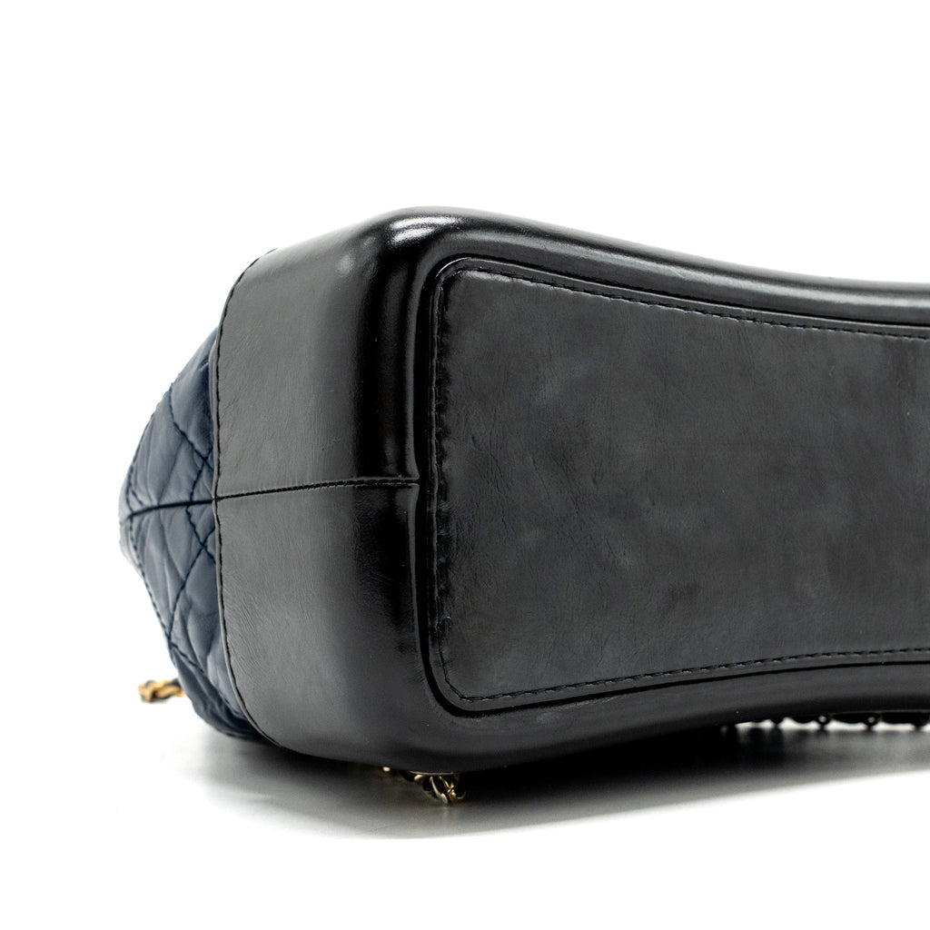 Chanel Small Gabrielle Backpack Aged Calfskin Navy Blue/ Black Ruthenium Hardware