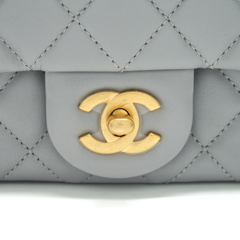 Chanel 21B Pearl Crush mini square Flap Bag grey