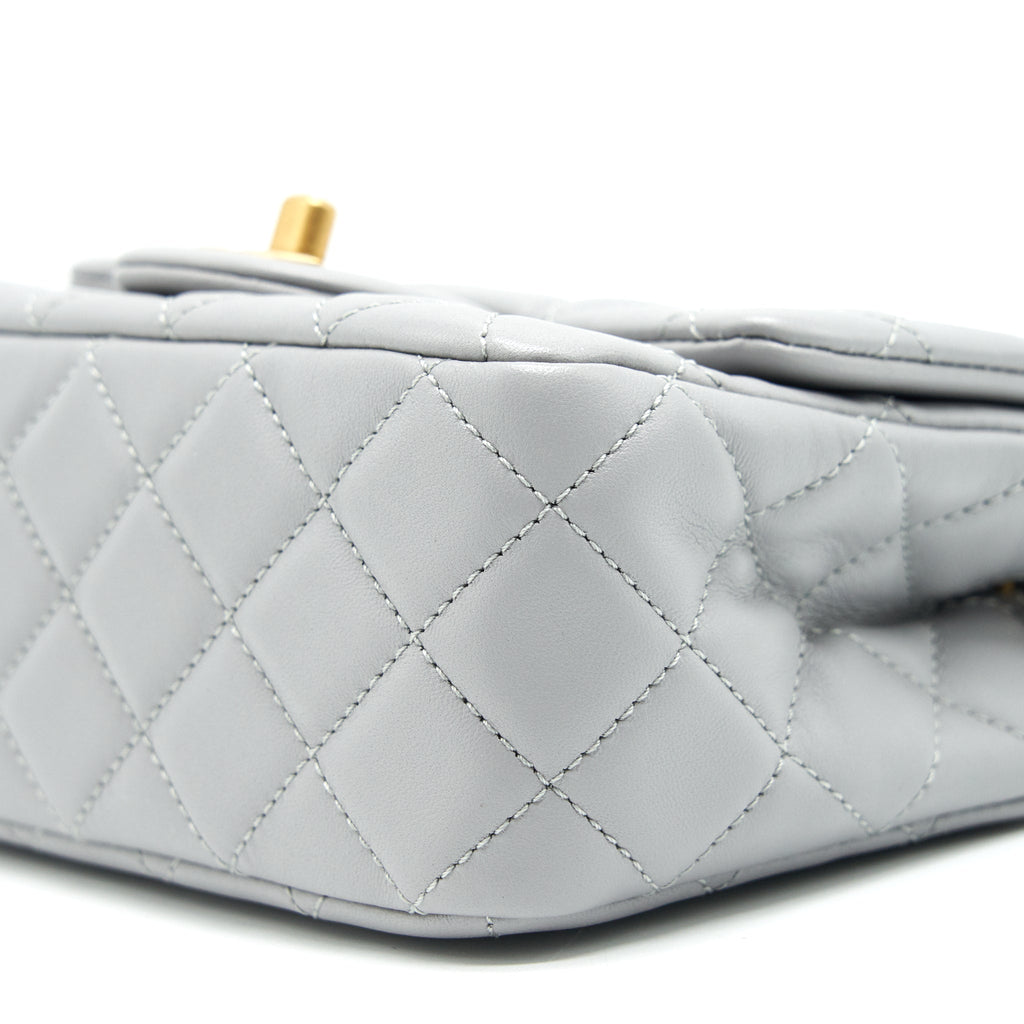 Chanel 21B Pearl Crush mini square Flap Bag grey