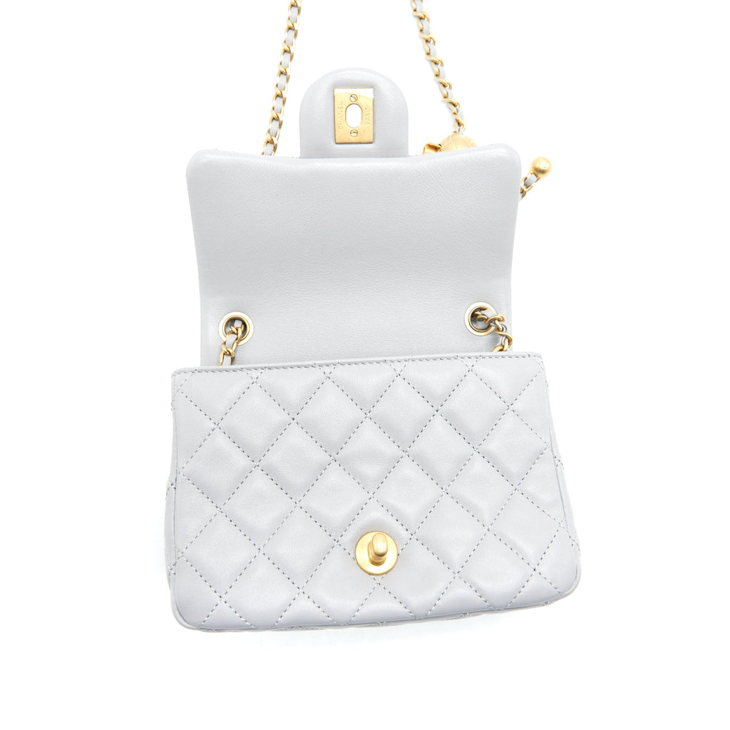 Chanel 21B Pearl Crush mini square Flap Bag grey