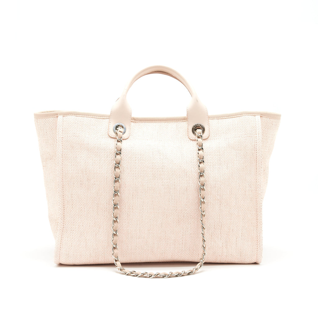 CHANEL DEAUVILLE MM TOTE BAG CANVAS PINK