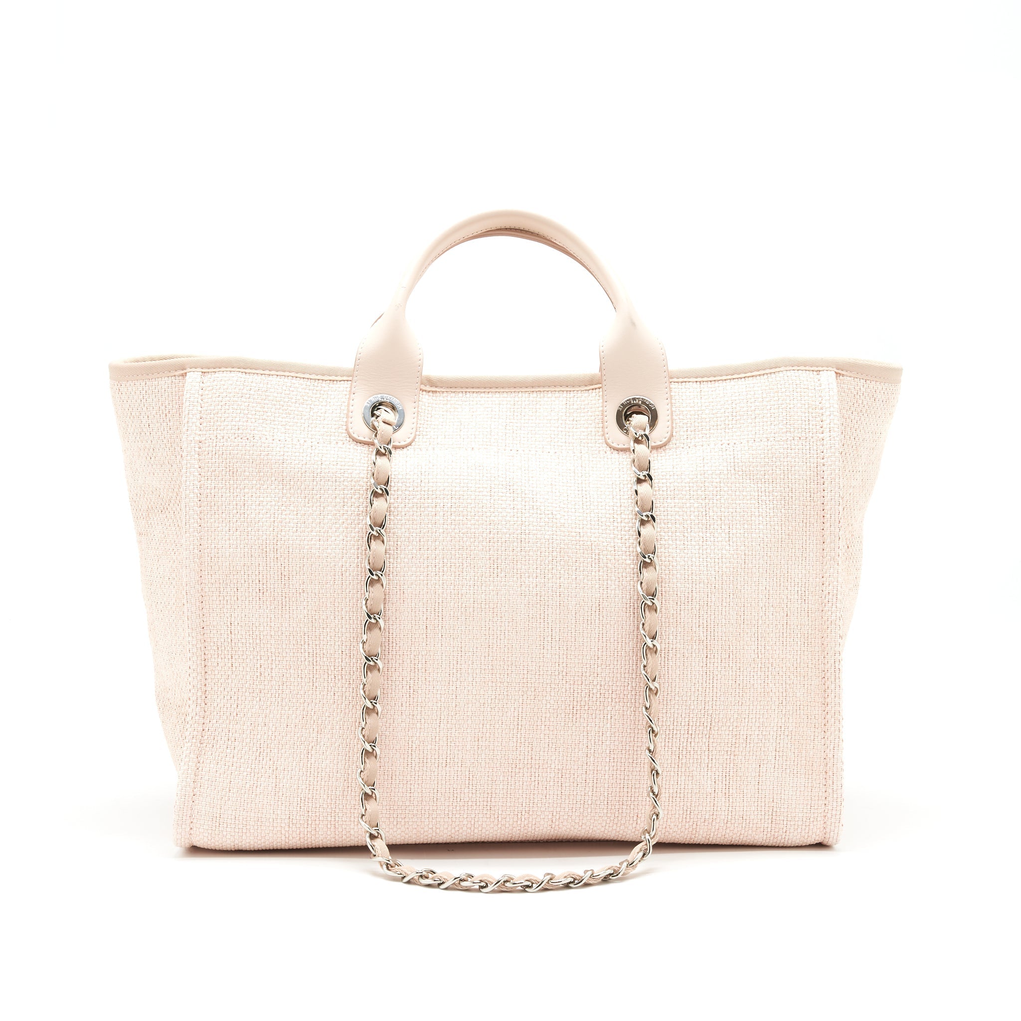 CHANEL DEAUVILLE MM TOTE BAG CANVAS PINK