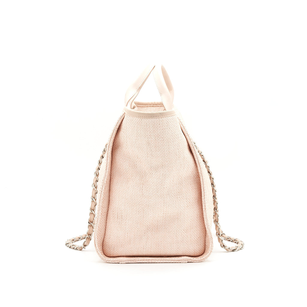 CHANEL DEAUVILLE MM TOTE BAG CANVAS PINK