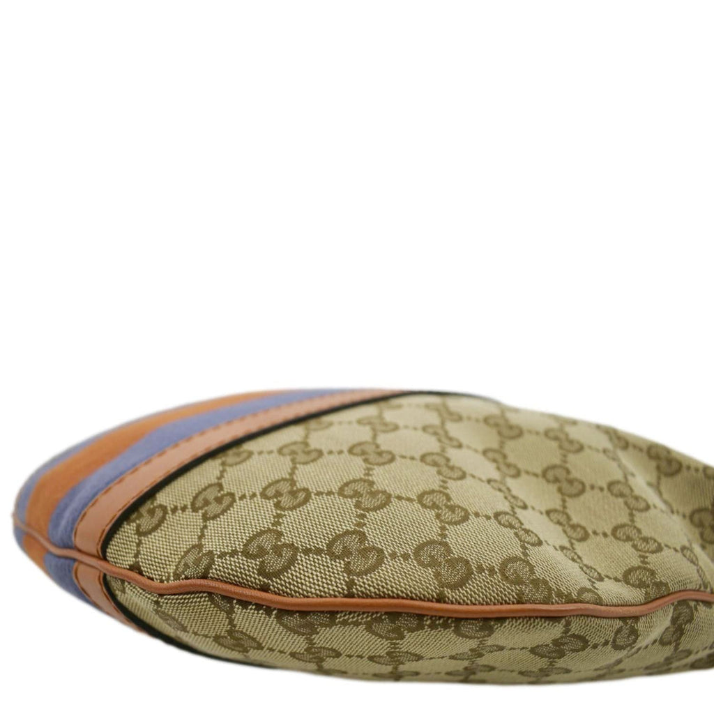 GUCCI Half Moon Vintage Web GG Canvas Shoulder Bag Beige 257082