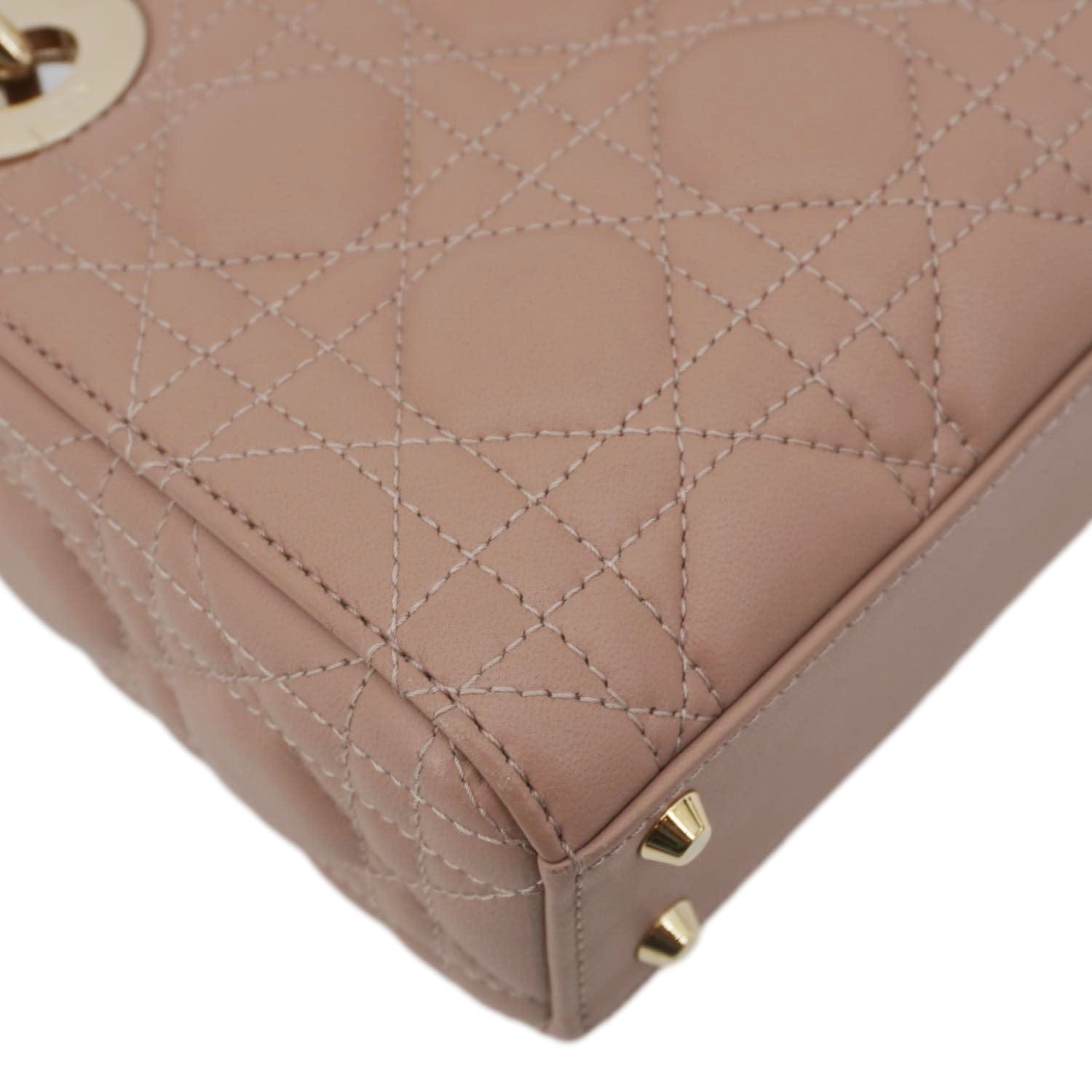 CHRISTIAN DIOR Lady Dior Mini Cannage Leather Crossbody Bag Rose