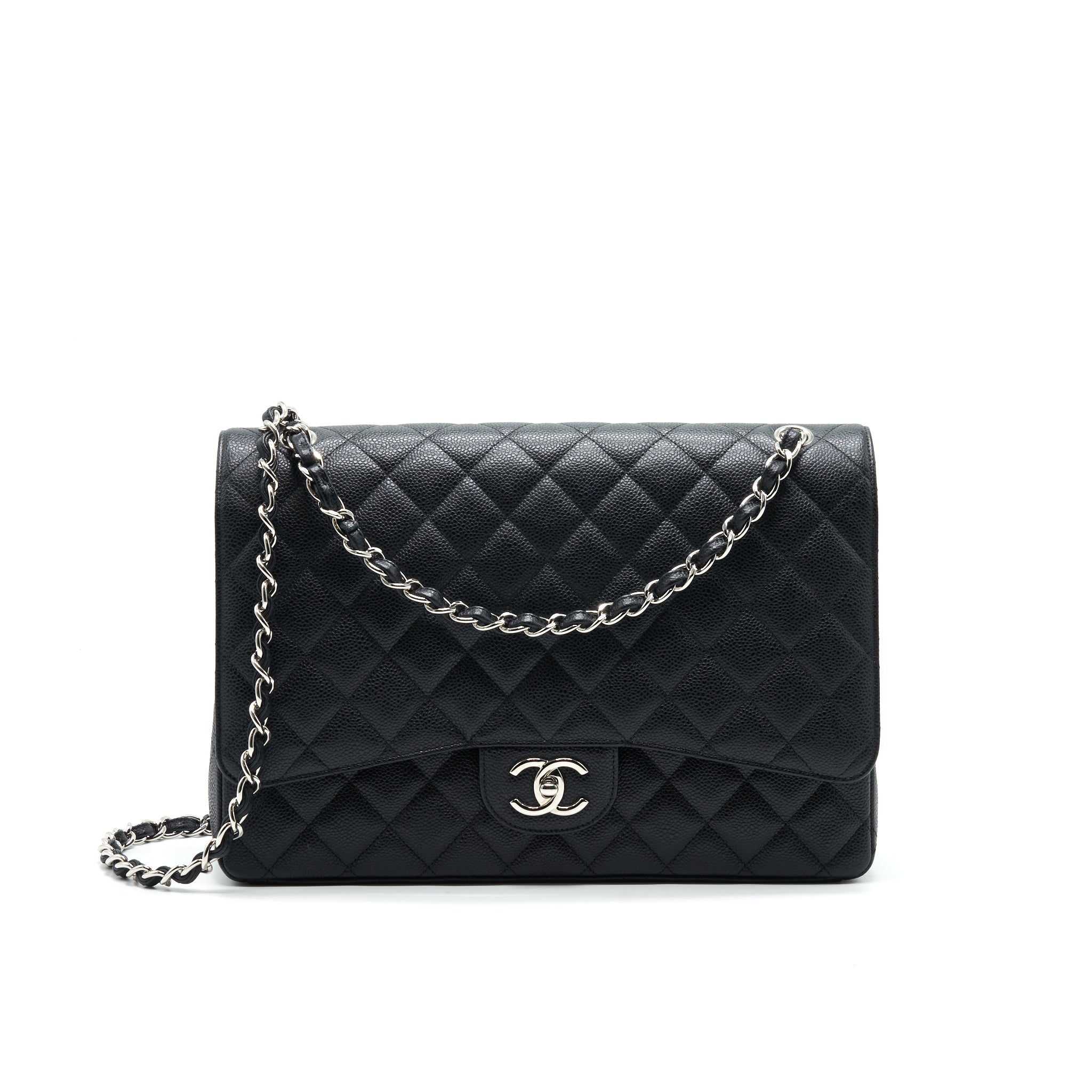 CHANEL CAVIER CLASSIC MAXI DOUBLE FLAP BAG BLACK