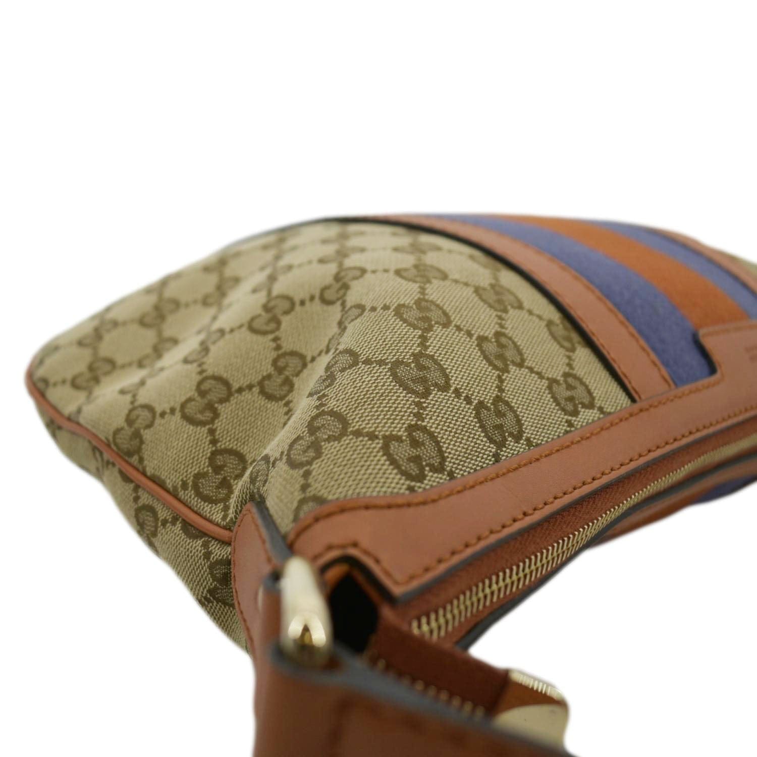 GUCCI Half Moon Vintage Web GG Canvas Shoulder Bag Beige 257082