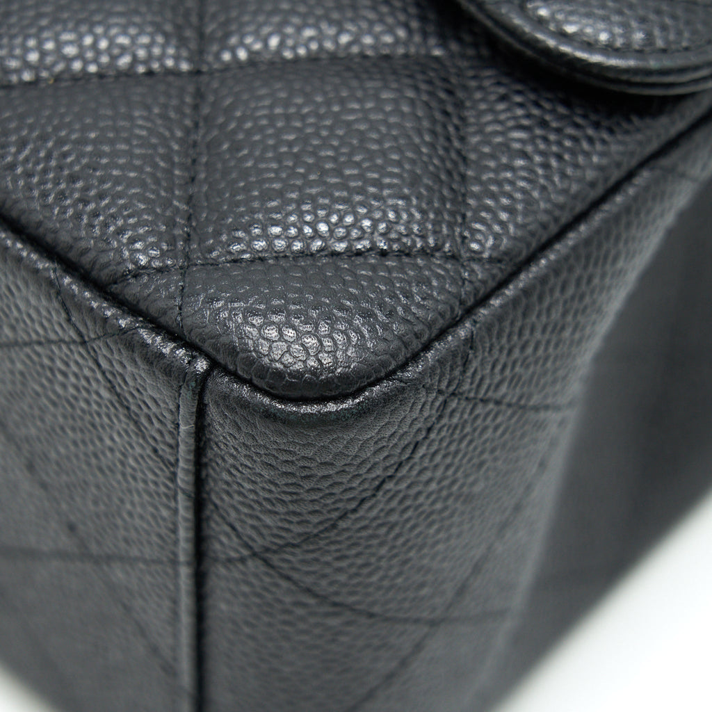 CHANEL CAVIER CLASSIC MAXI DOUBLE FLAP BAG BLACK