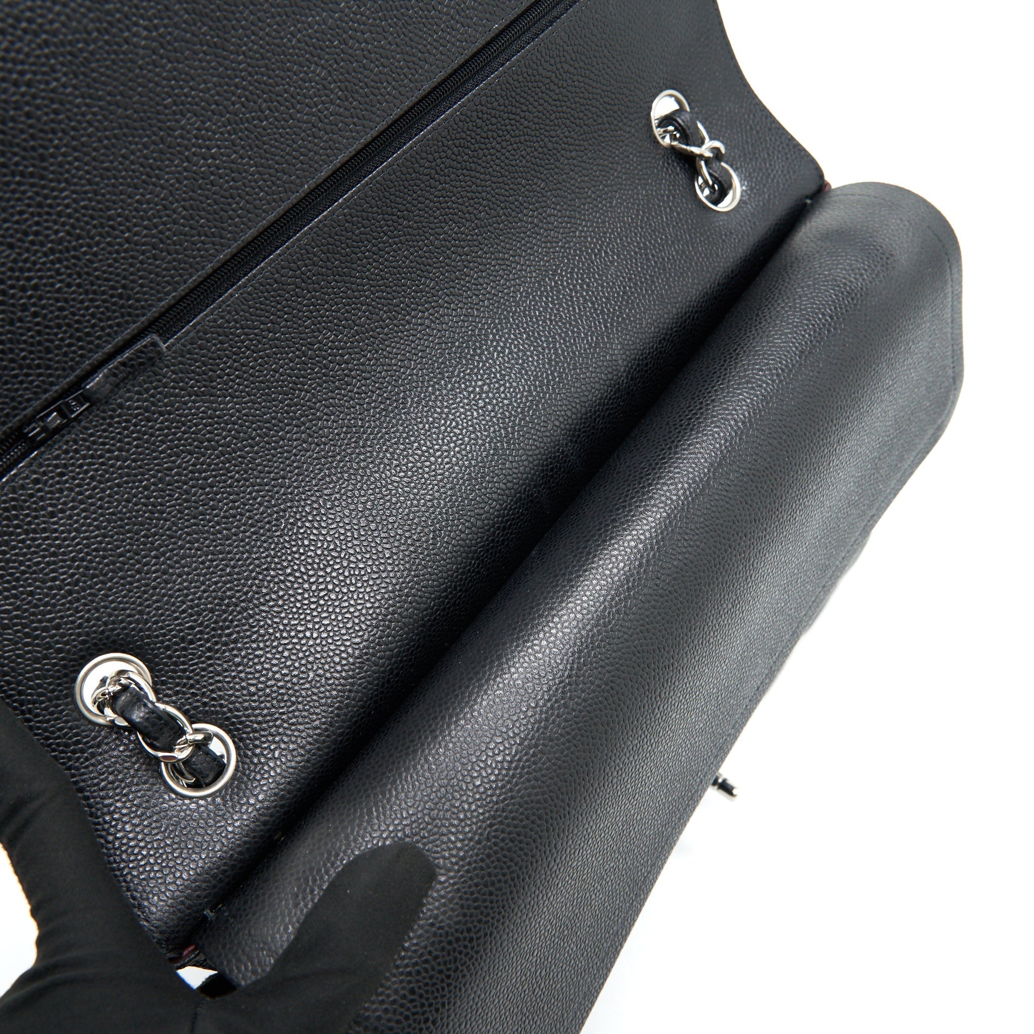 CHANEL CAVIER CLASSIC MAXI DOUBLE FLAP BAG BLACK