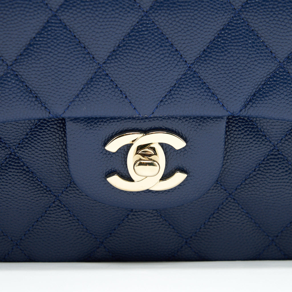 Chanel Classic Small Double Flap Caviar NAVY L