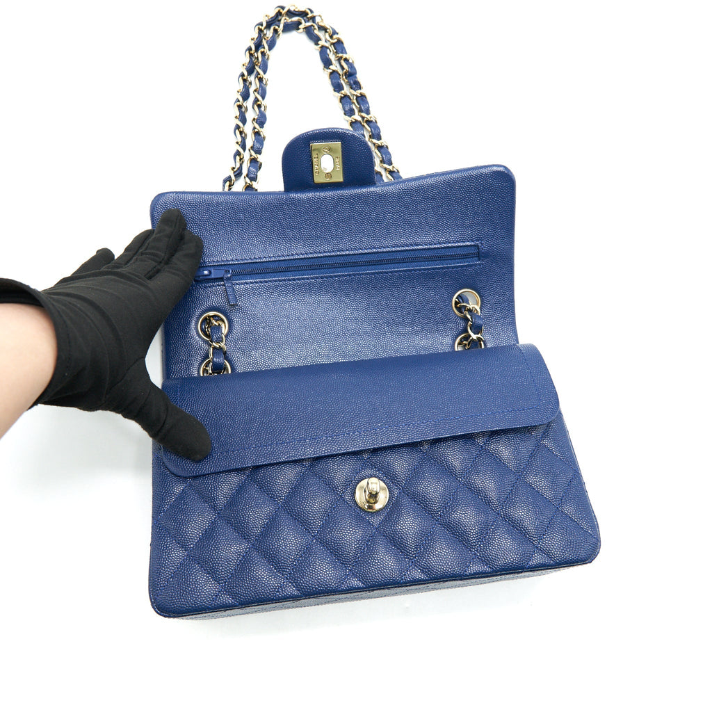 Chanel Classic Small Double Flap Caviar NAVY L