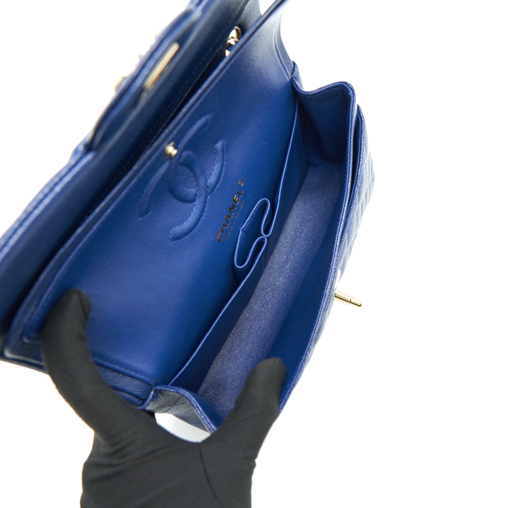 Chanel Classic Small Double Flap Caviar NAVY L