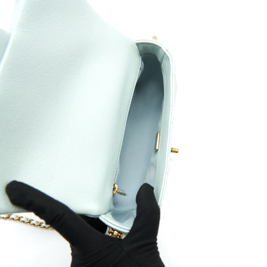 Chanel 21K My Perfect Mini Flap Bag Caviar Iridescent Pastel Green