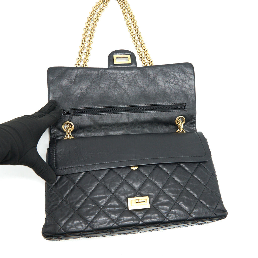 CHANEL 2.55 226 Reissue Flap Bag Aged Calfskin in Black