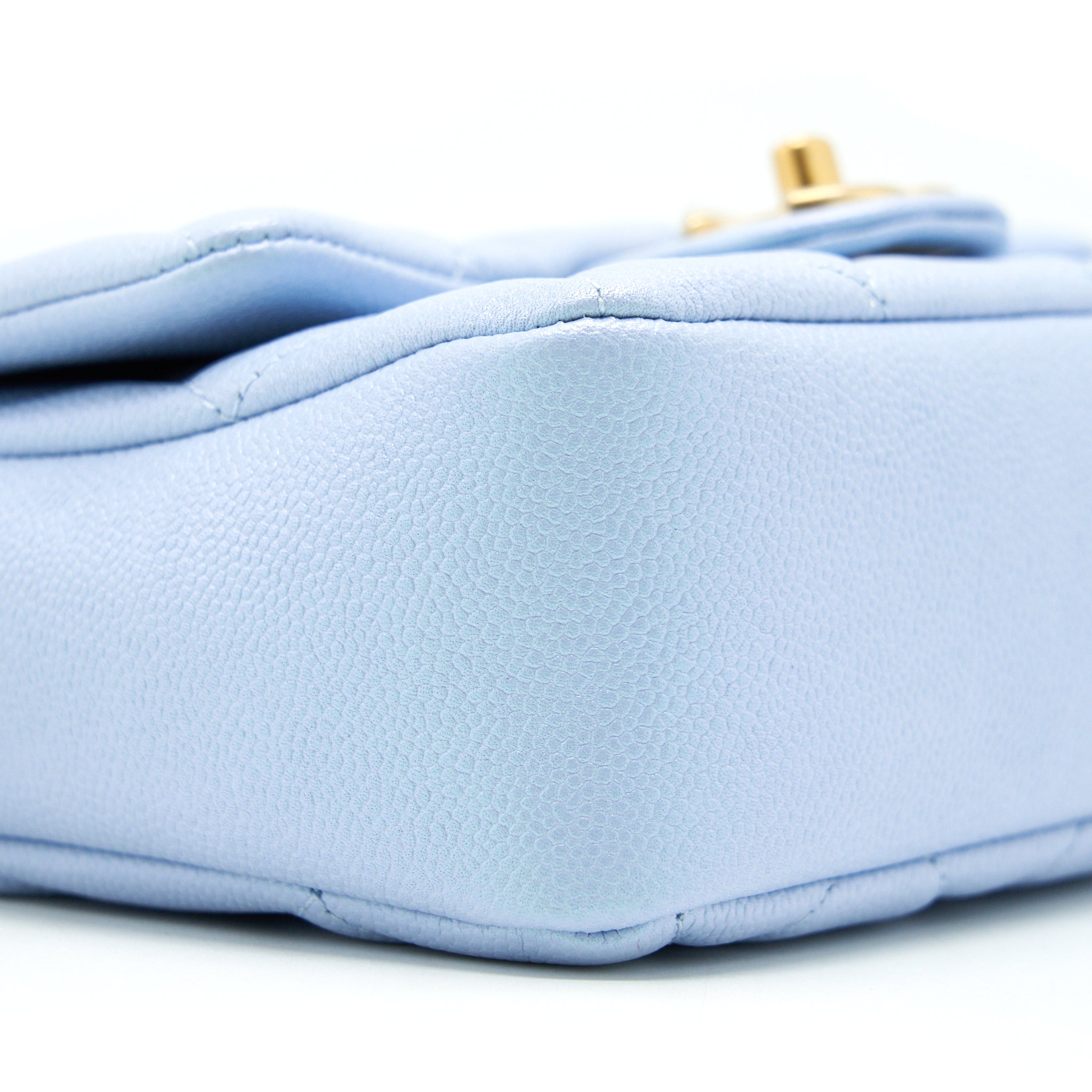 Chanel 21K My Perfect Mini Flap Bag Caviar Iridescent Light Blue