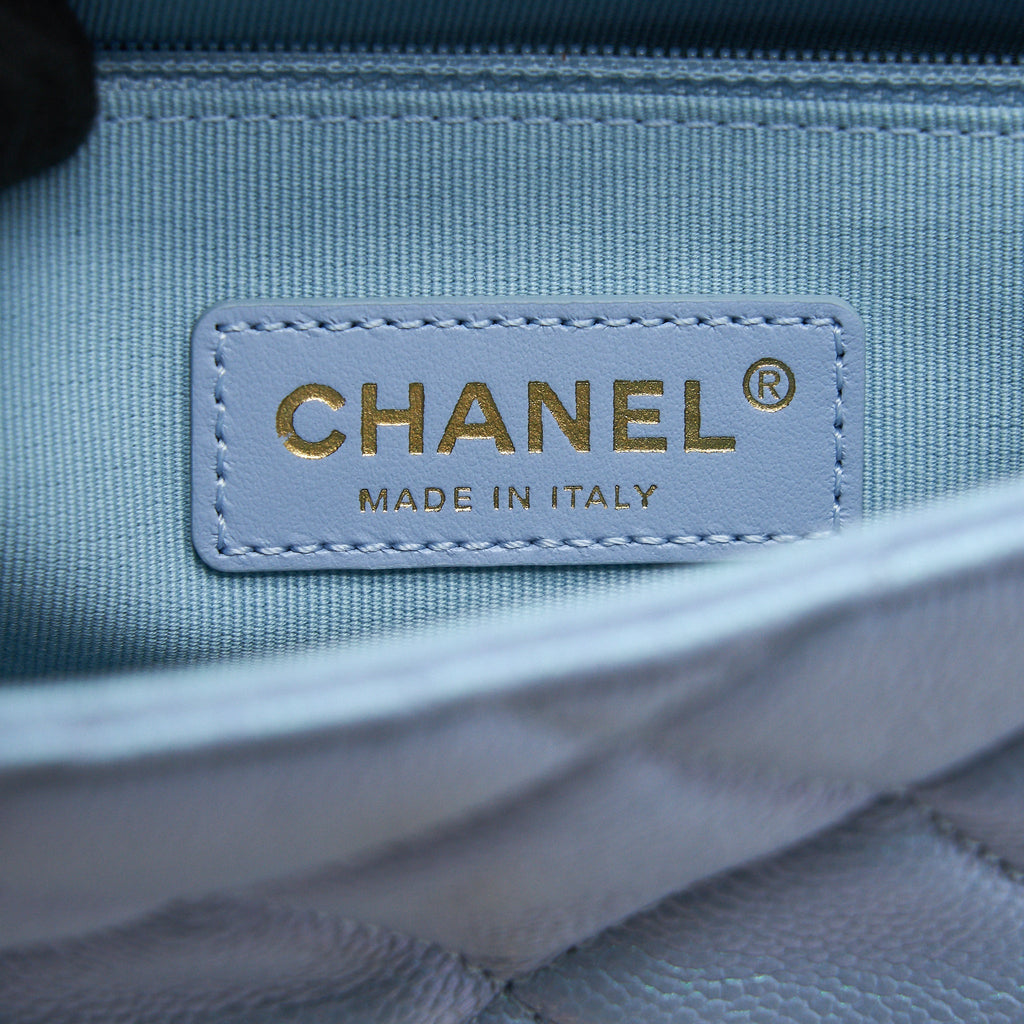Chanel 21K My Perfect Mini Flap Bag Caviar Iridescent Light Blue