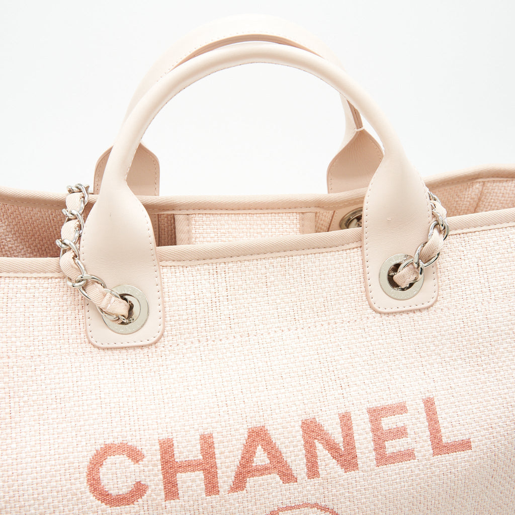 CHANEL DEAUVILLE MM TOTE BAG CANVAS PINK