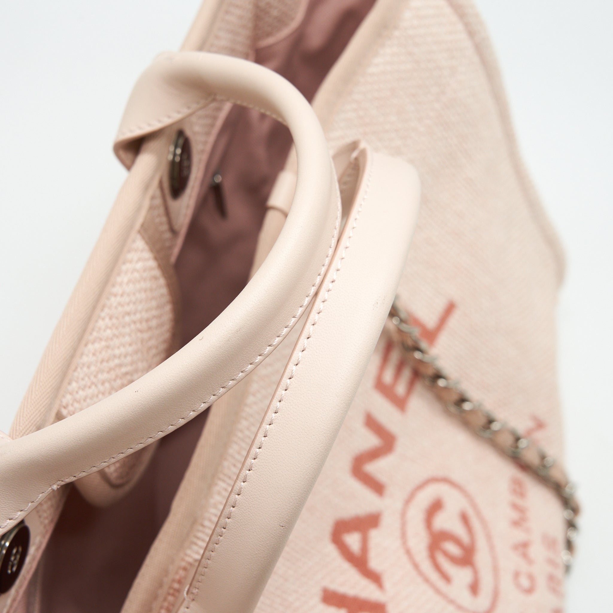 CHANEL DEAUVILLE MM TOTE BAG CANVAS PINK