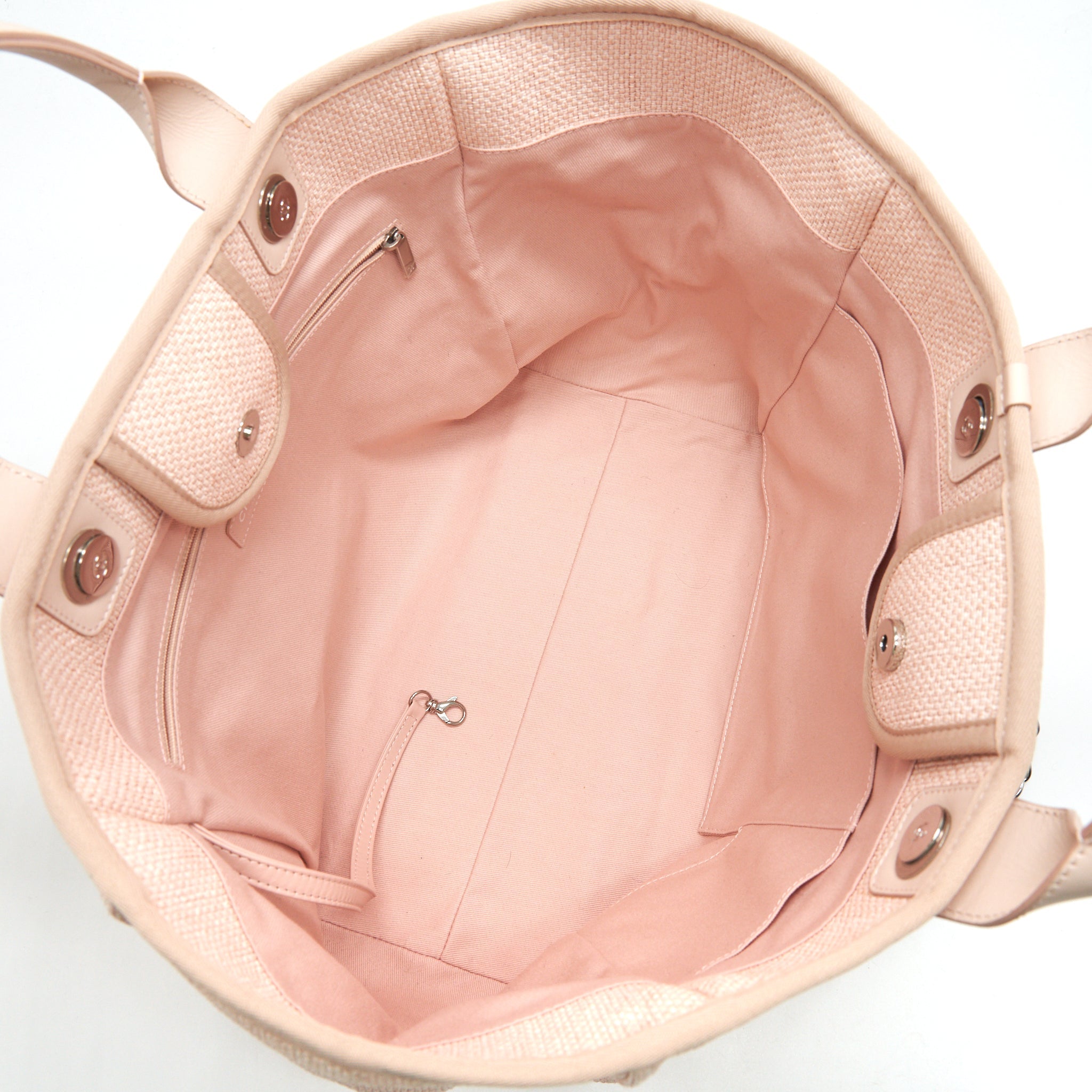 CHANEL DEAUVILLE MM TOTE BAG CANVAS PINK