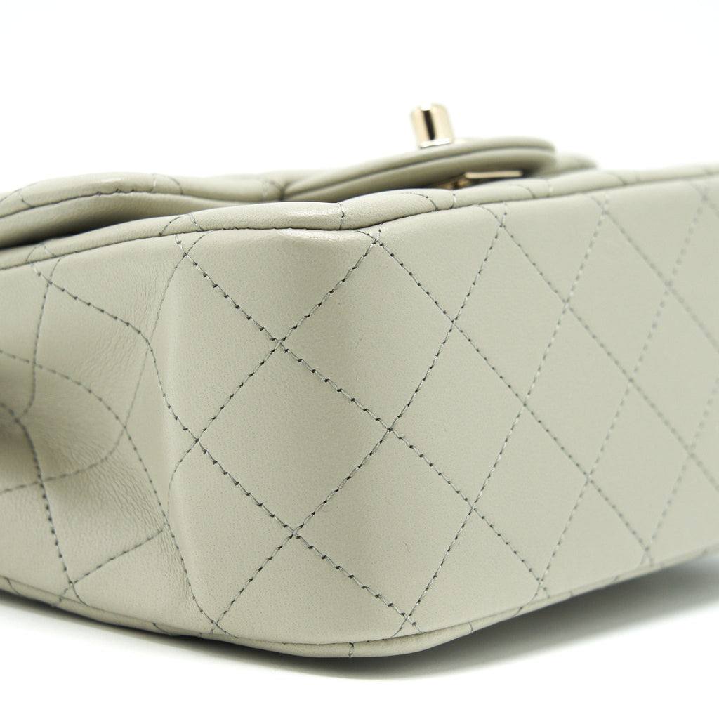 Chanel 22C Mini Square Flap Bag Lambskin Light Grey L