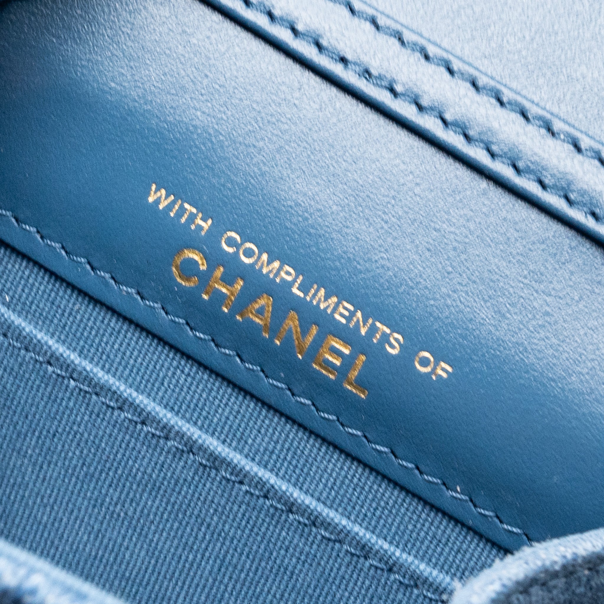 CHANEL Mini Vertical Flap Clutch With Chain Denim Blue  (microchip)