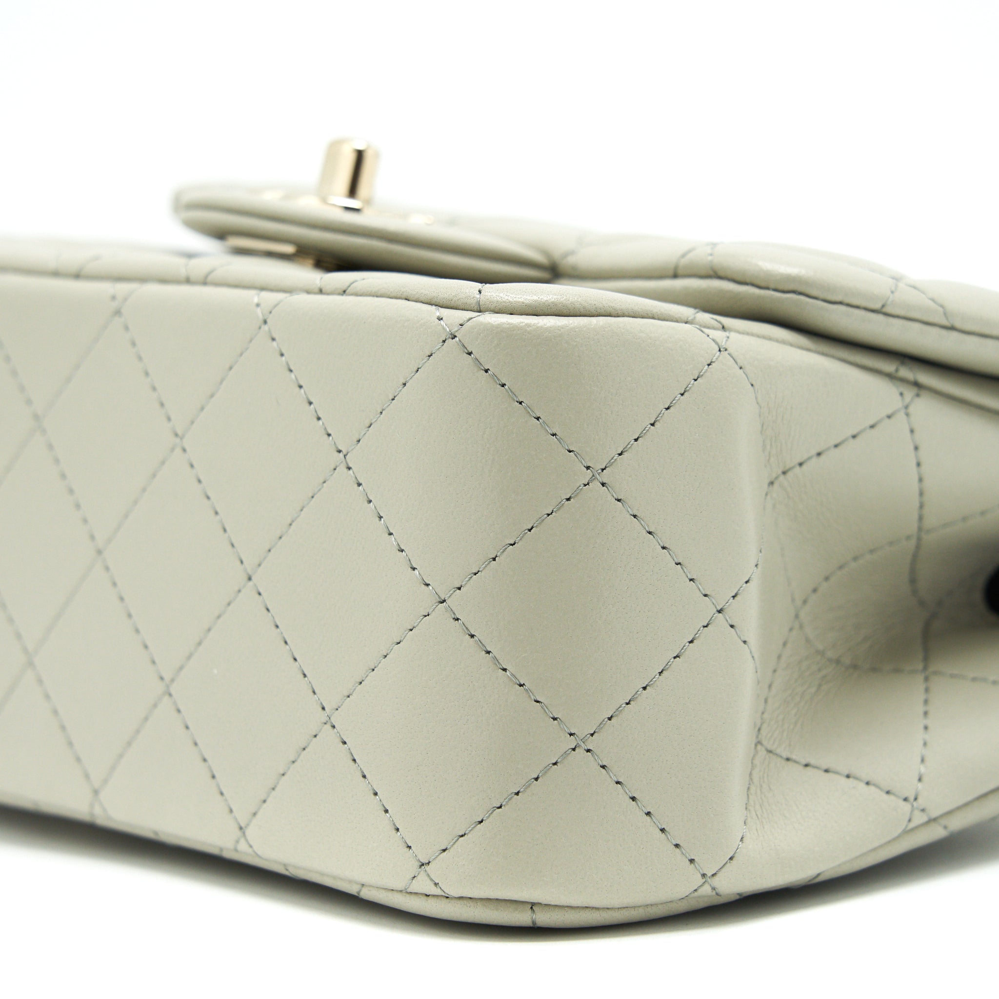 Chanel 22C Mini Square Flap Bag Lambskin Light Grey L