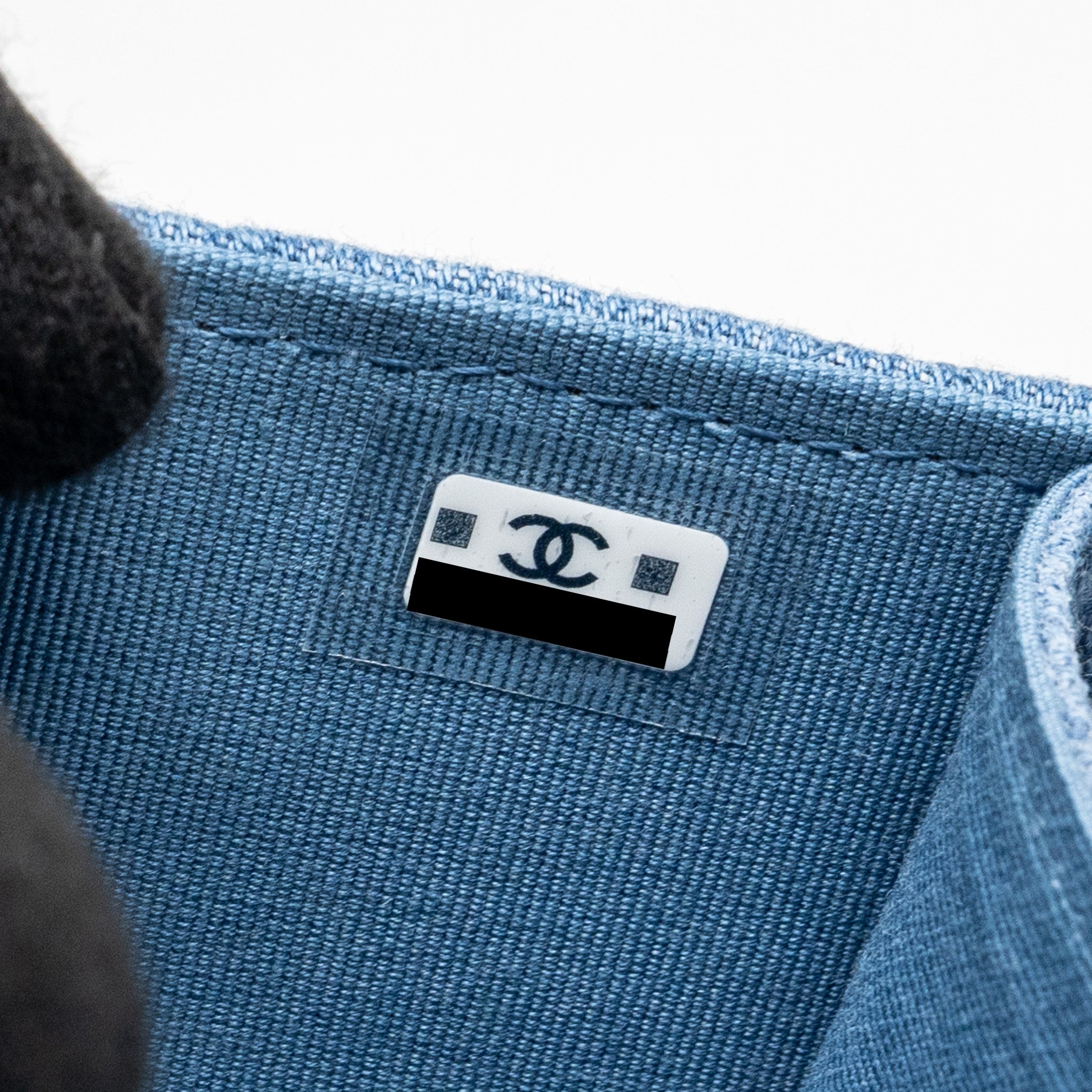 CHANEL Mini Vertical Flap Clutch With Chain Denim Blue  (microchip)