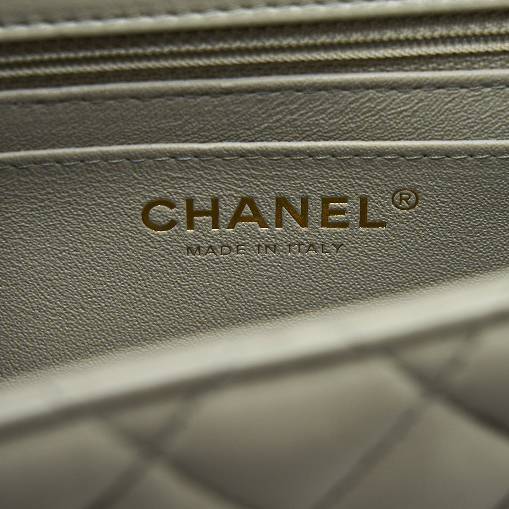 Chanel 22C Mini Square Flap Bag Lambskin Light Grey L