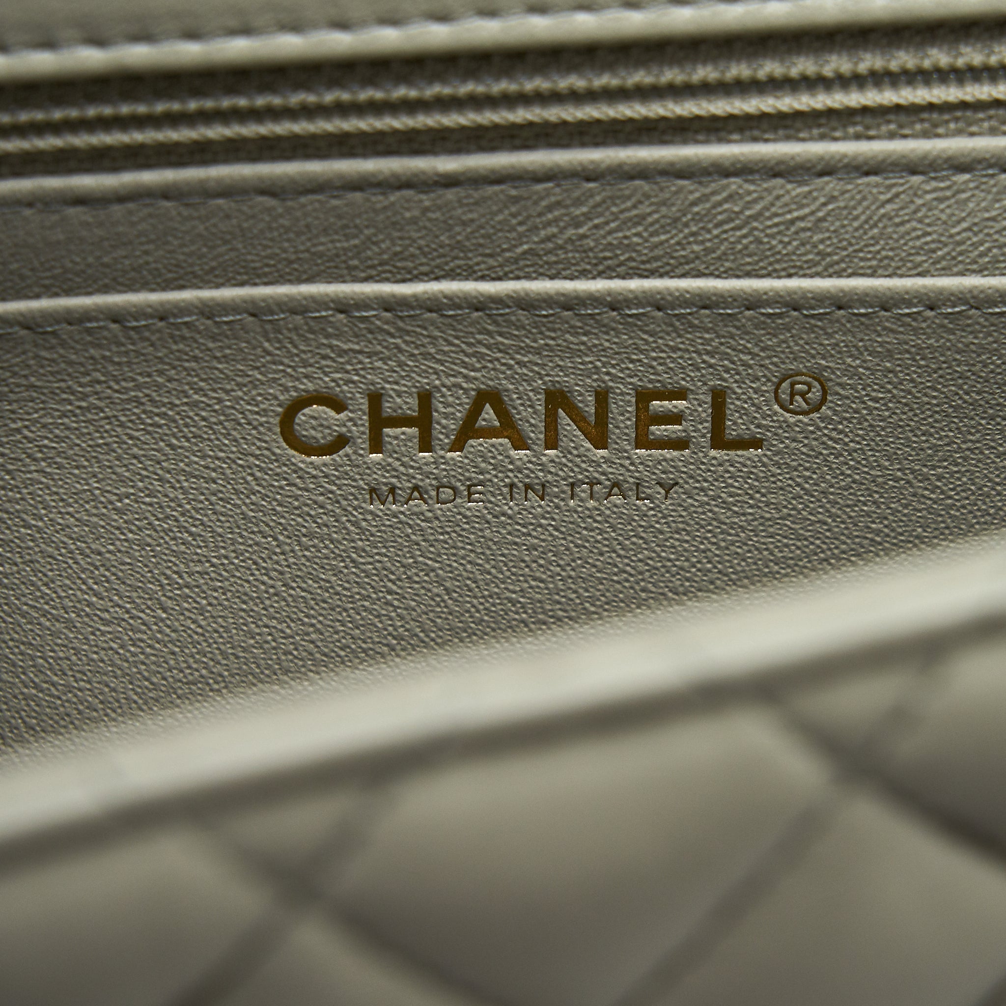 Chanel 22C Mini Square Flap Bag Lambskin Light Grey L