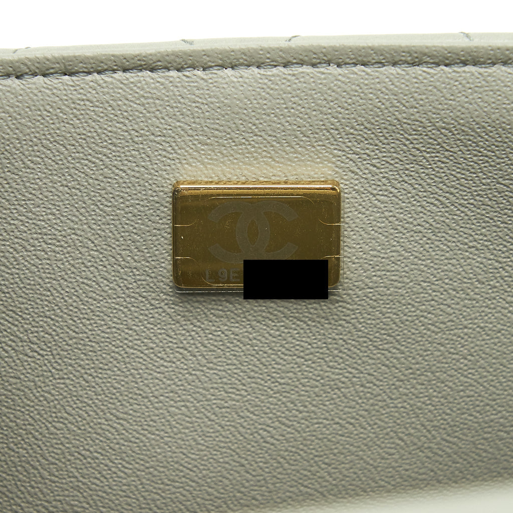 Chanel 22C Mini Square Flap Bag Lambskin Light Grey L