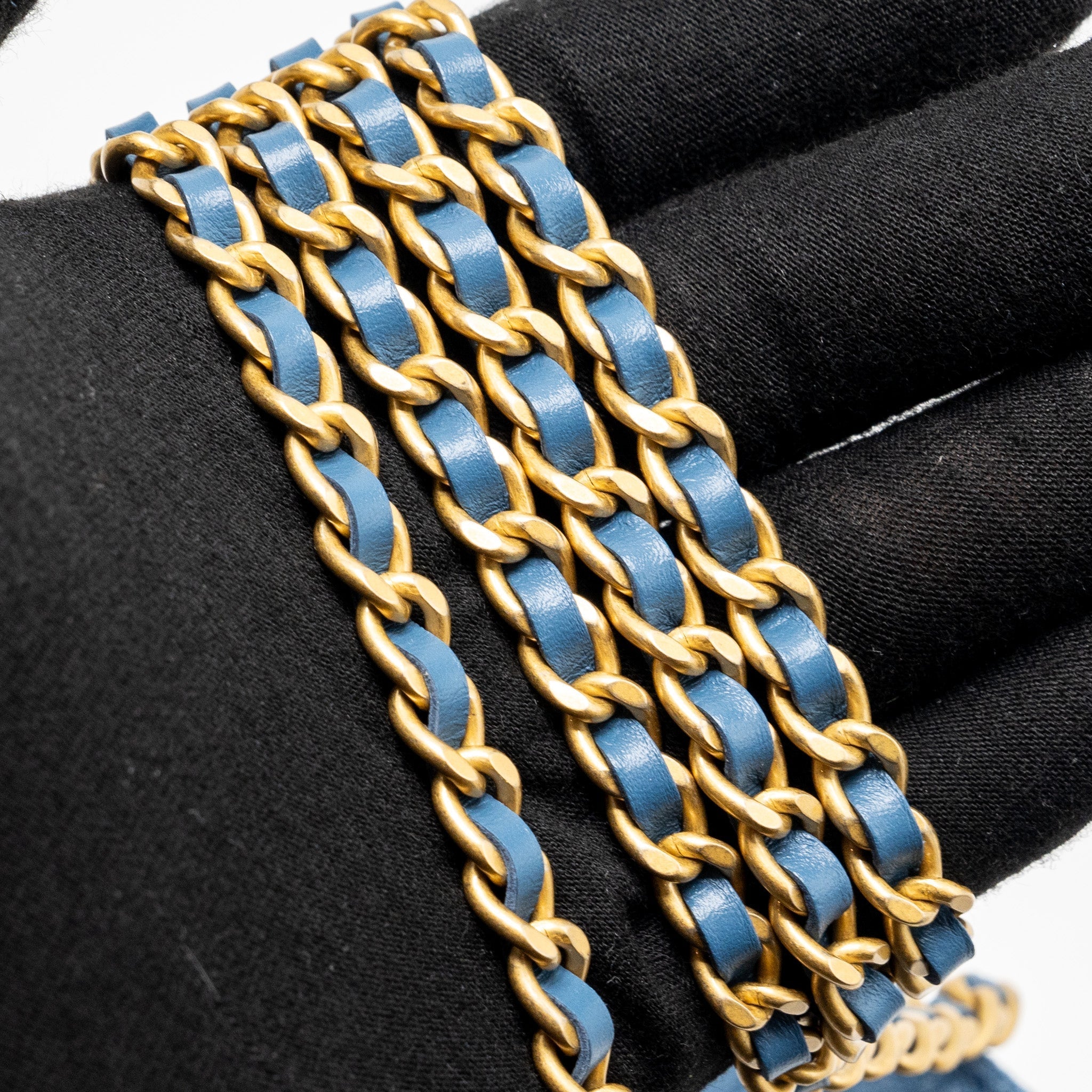 CHANEL Mini Vertical Flap Clutch With Chain Denim Blue  (microchip)