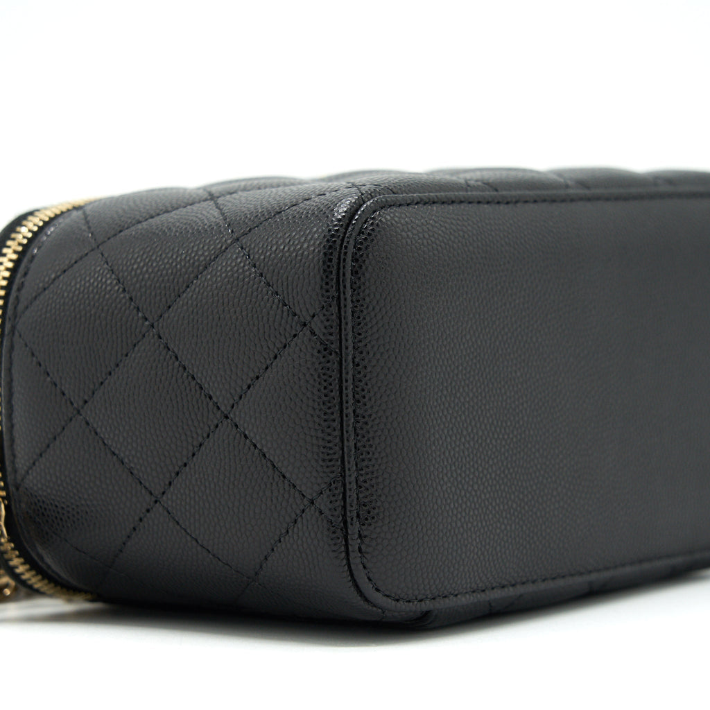 Chanel Caviar Long Vanity With Chain Caviar Black L