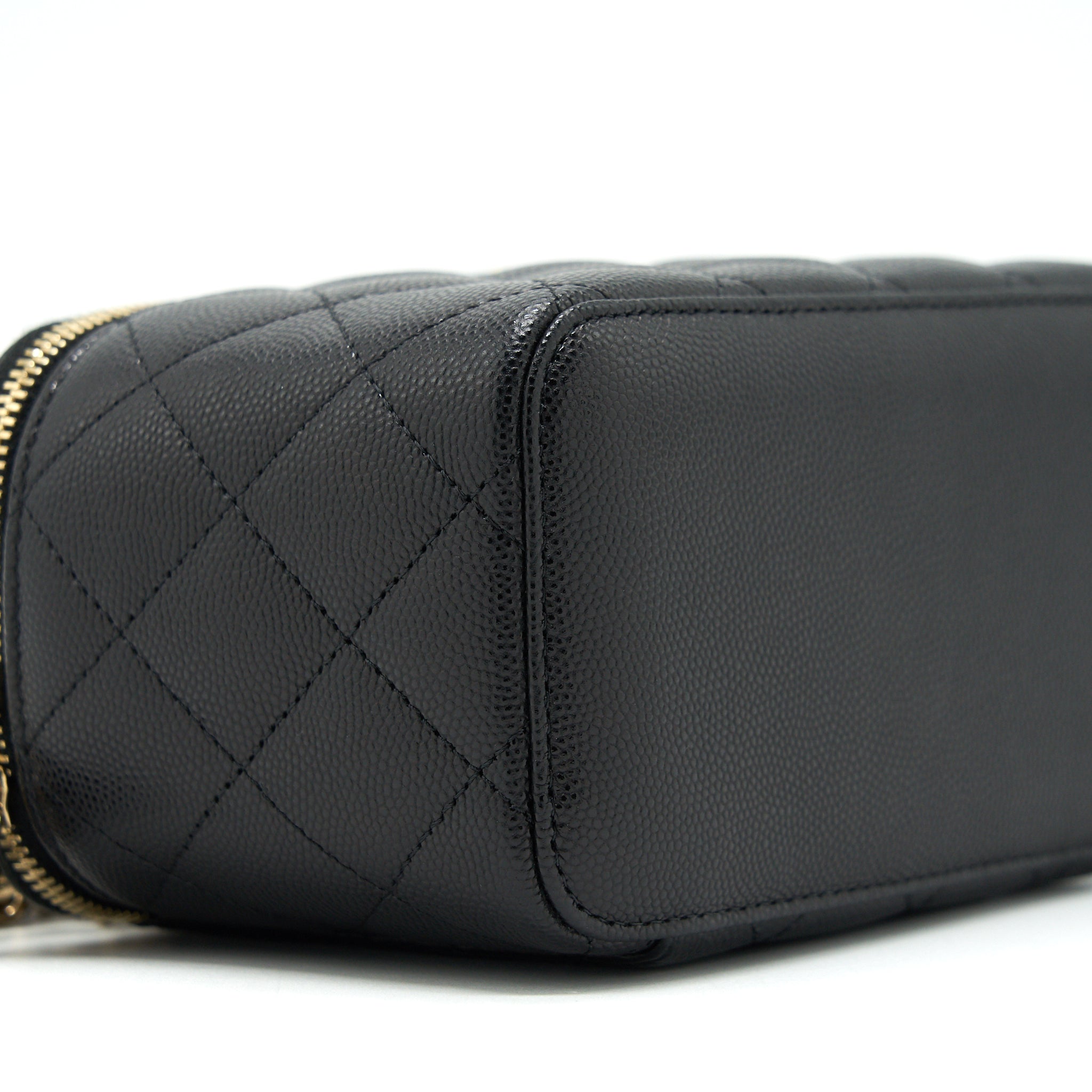 Chanel Caviar Long Vanity With Chain Caviar Black L