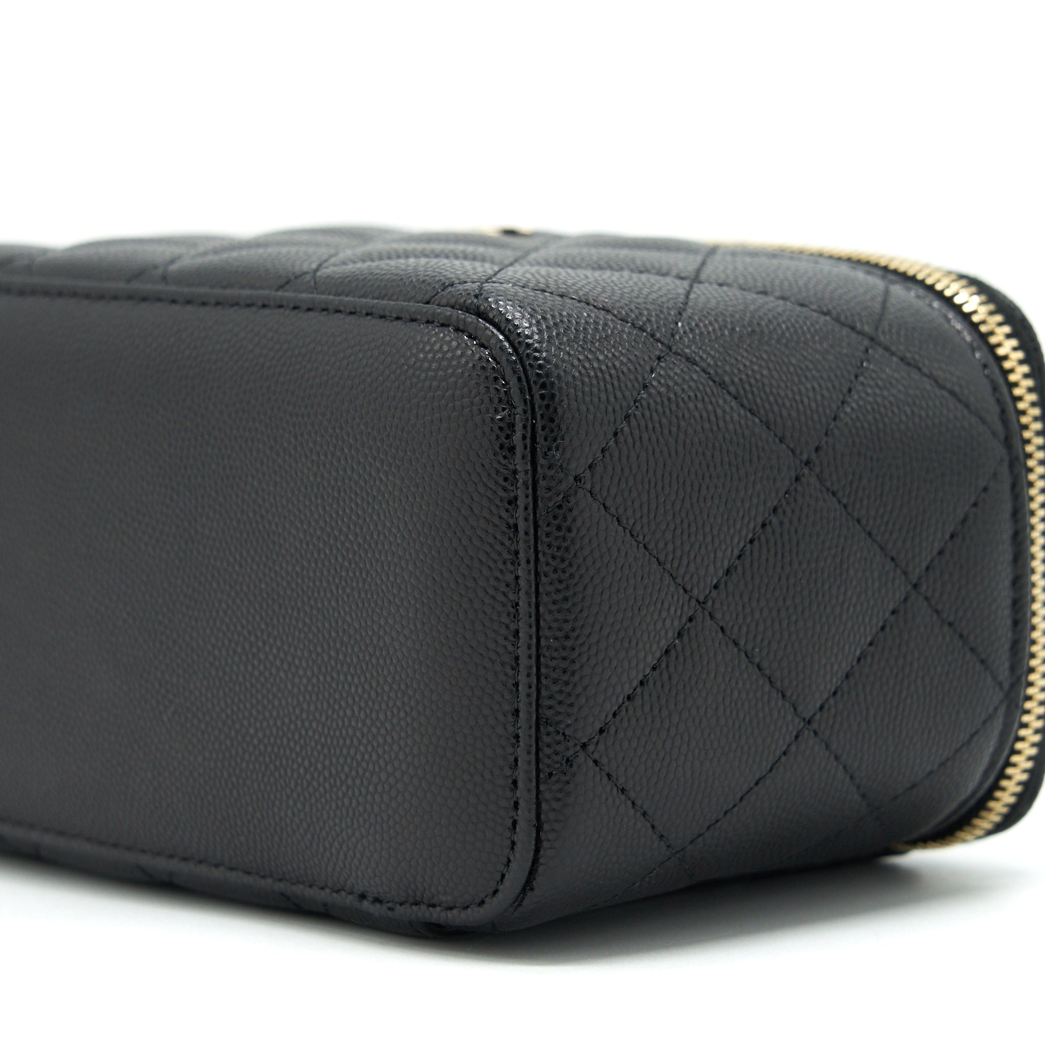 Chanel Caviar Long Vanity With Chain Caviar Black L