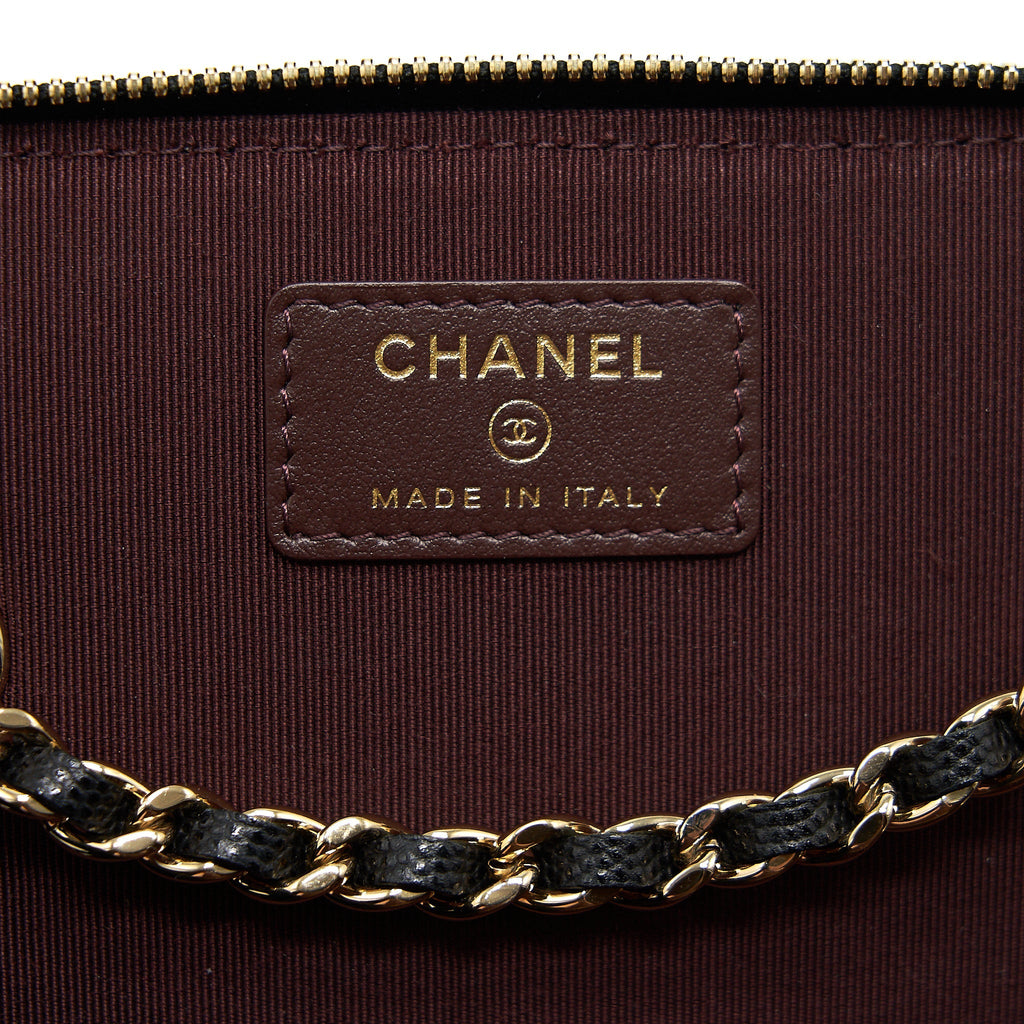 Chanel Caviar Long Vanity With Chain Caviar Black L