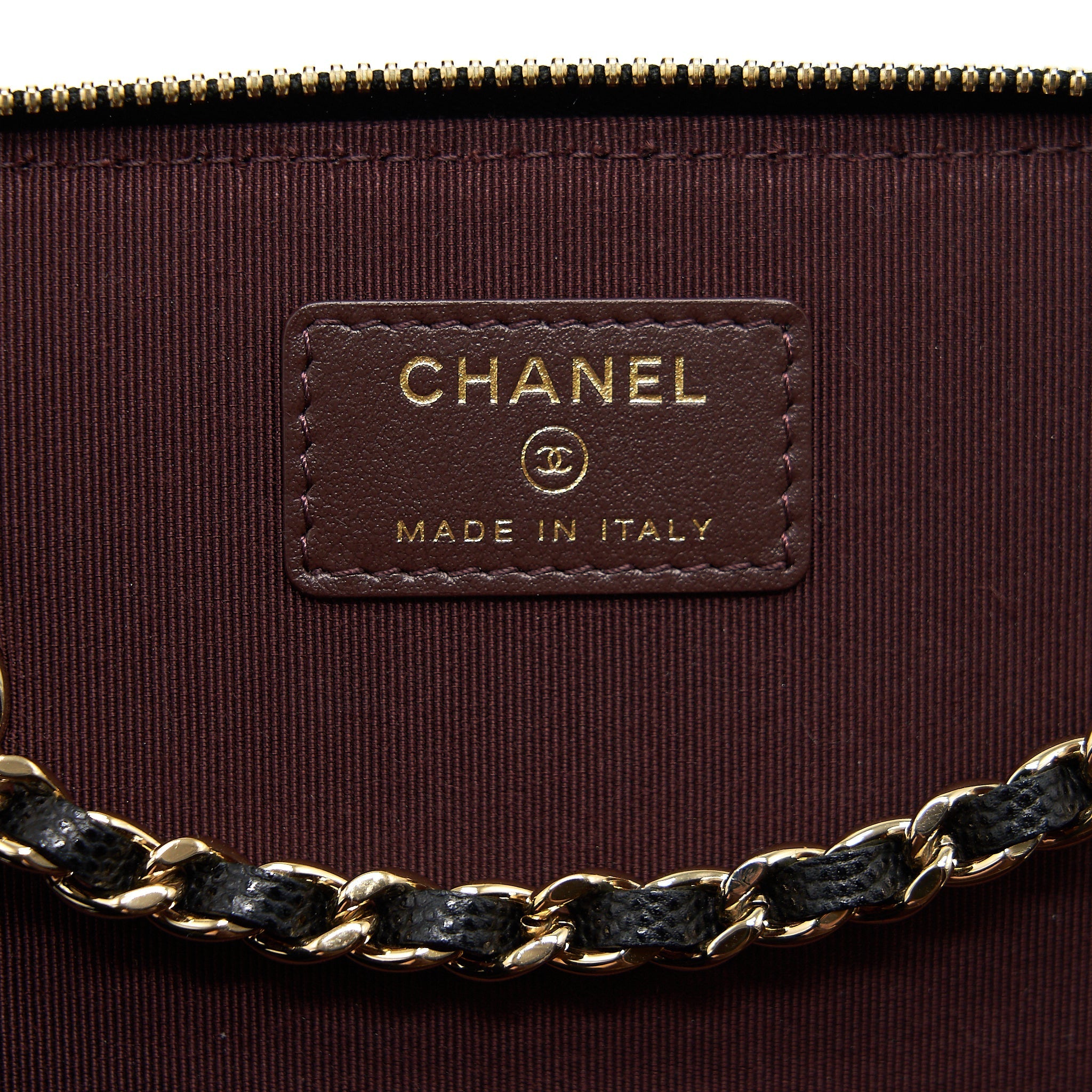 Chanel Caviar Long Vanity With Chain Caviar Black L