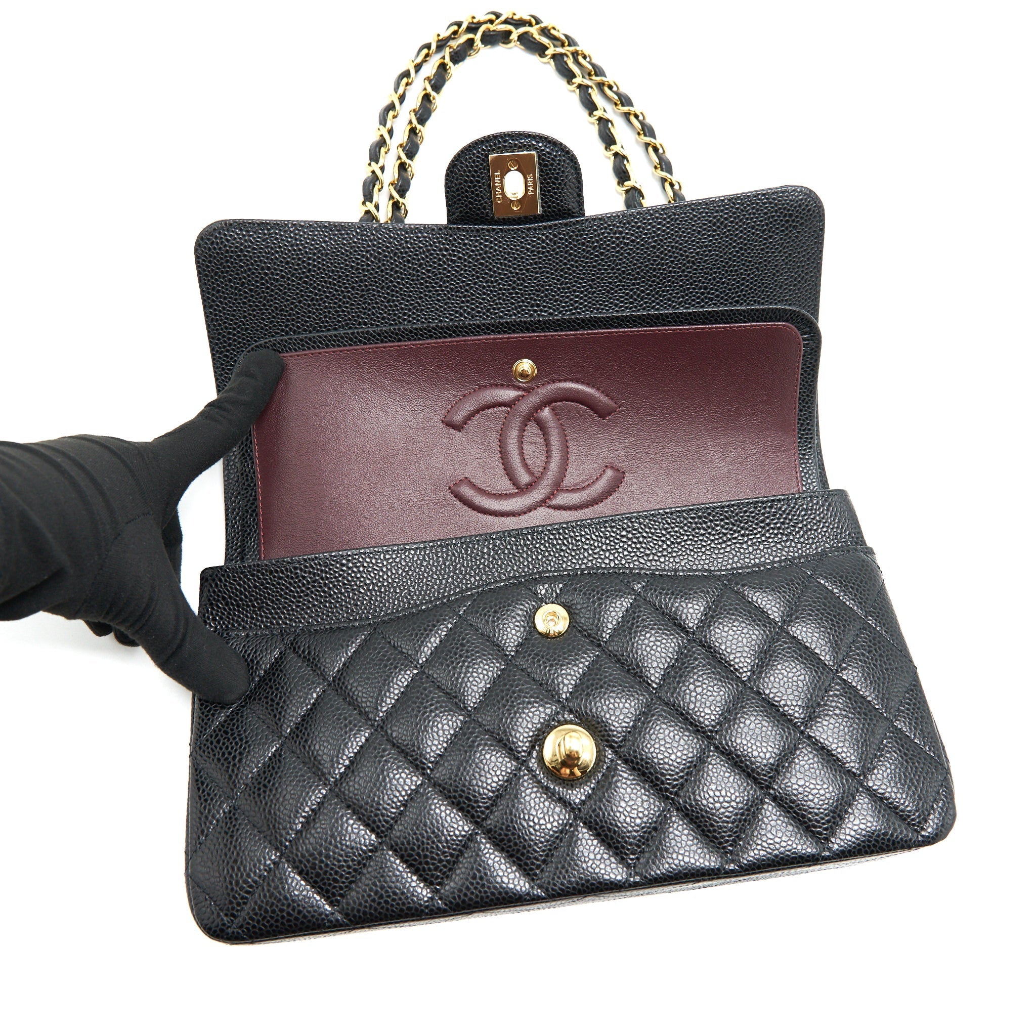 Chanel Medium Classic Double Flap 25cm Caviar Black