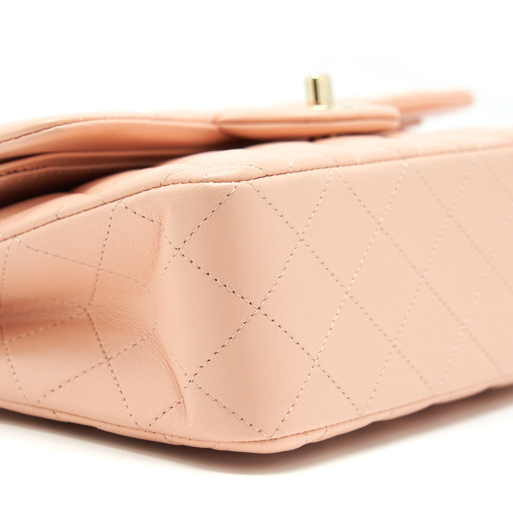 Chanel Small Classic Double Flap Bag Lambskin Pink L