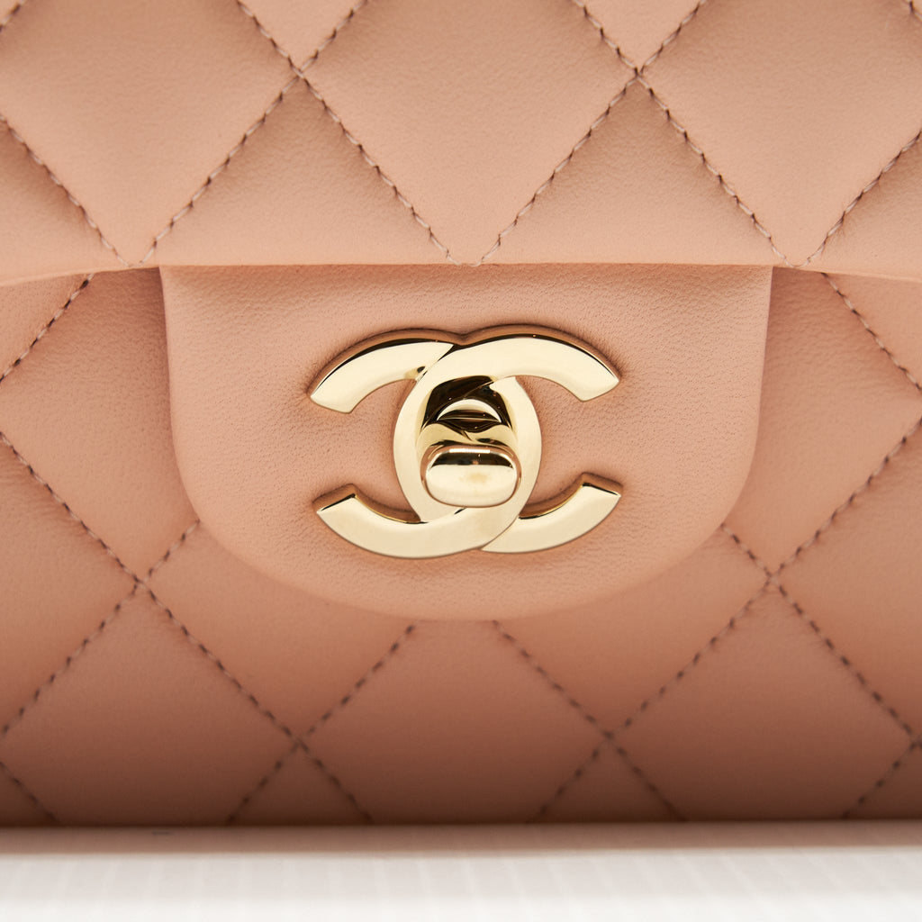 Chanel Small Classic Double Flap Bag Lambskin Pink L