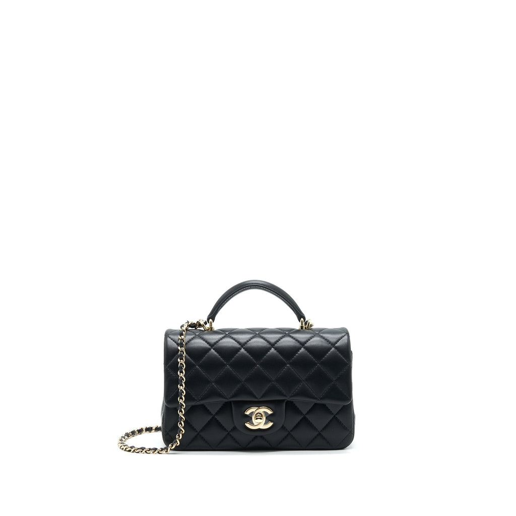 Chanel 21K Top Handle Mini Rectangular Flap Bag Black