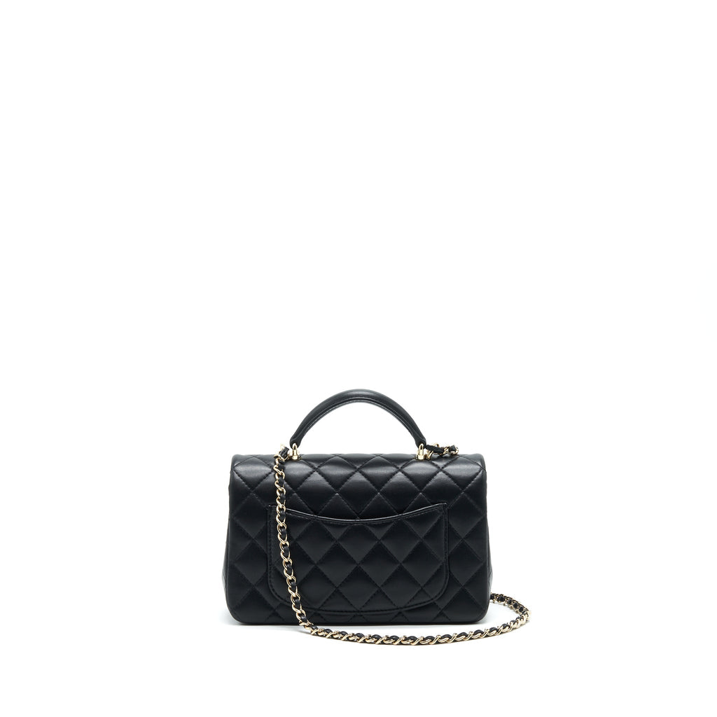 Chanel 21K top handle mini Rectangular flap Bag Black L