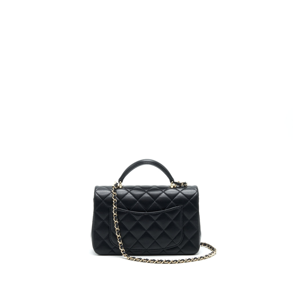 Chanel 21K Top Handle Mini Rectangular Flap Bag Black