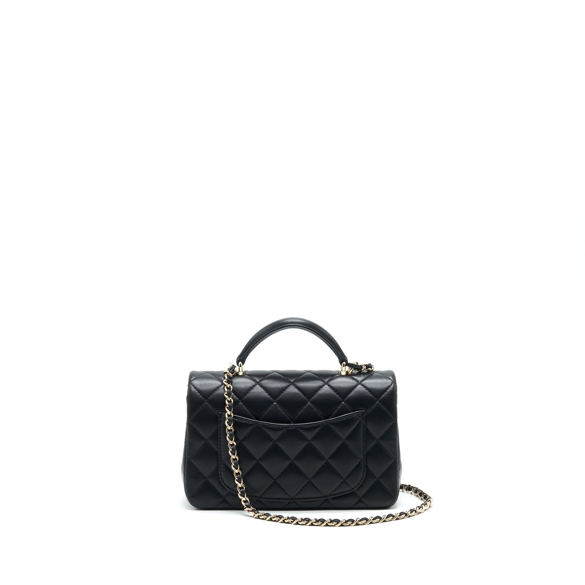 Chanel 21K Top Handle Mini Rectangular Flap Bag Black