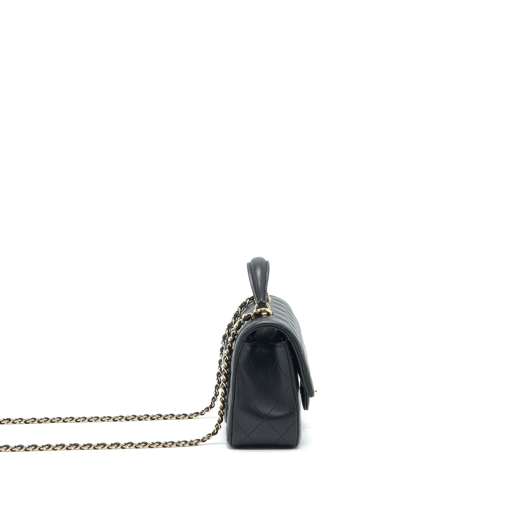 Chanel 21K Top Handle Mini Rectangular Flap Bag Black
